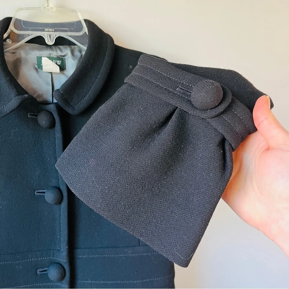 J. Crew Black Lady Day Wool Coat Tulip Sleeves - Picture 8 of 11